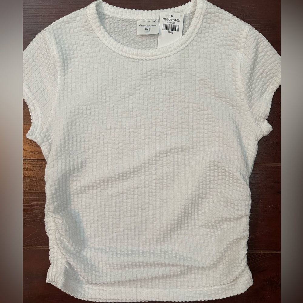 Abercrombie Kids White Ruched Cap Sleeve T-Shirt